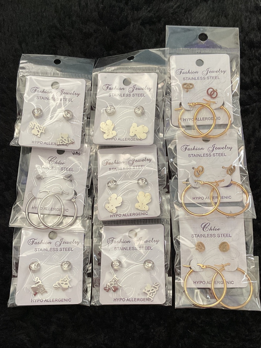 Fashion Jewelry  Earrings Set - Gold & Silver stainless steel, hypoallergenic 9